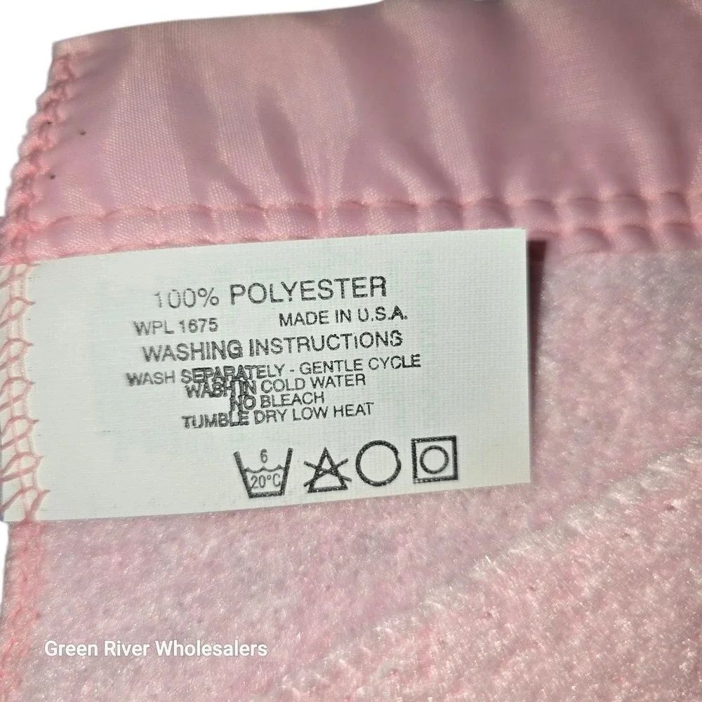 Vintage Deadstock Pink Fleece Blanket 70x90 Soft Cozy‎ Made USA WPL 1675